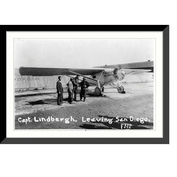 Historic Framed Print, Lindbergh leaving San Diego, 17-7/8" x 21-7/8"