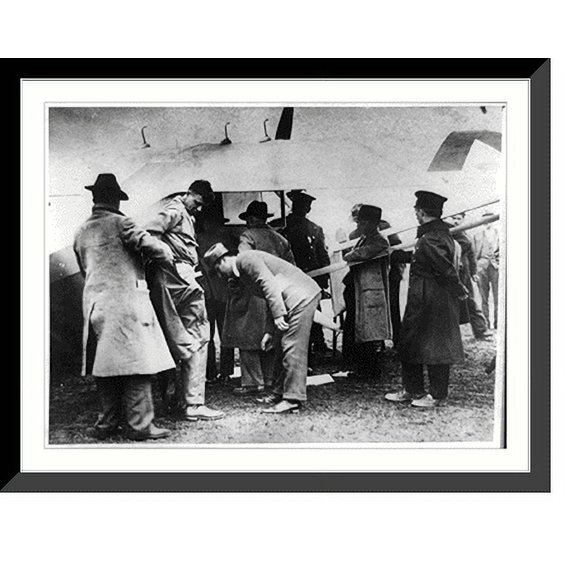 Historic Framed Print, Lindbergh, near take-off time, 17-7/8" x 21-7/8"
