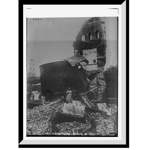Historic Framed Print, Lodz . Water Tower wrecked by shells, 17-7/8" x 21-7/8"