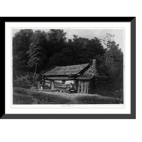 Historic Framed Print, Log cabin, 17-7/8" x 21-7/8"