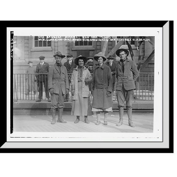 Historic Framed Print, Los Angeles Hikers, N.Y., 12/30/13, W.A. Clarkson, Mrs. Mabel Ackerman, Carrie Van Gaasbeck and A.A. Berger, 17-7/8" x 21-7/8"
