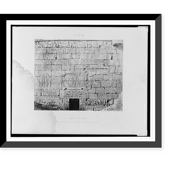 Historic Framed Print, Médînet-Abou (Thèbes) - constructions postérieures - fragment de sculptures sur la face nord-est.Félix Teynard., 17-7/8" x 21-7/8"