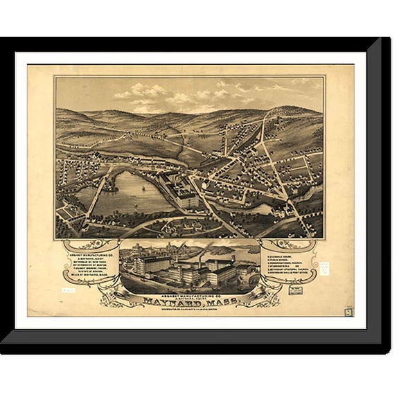Historic Framed Print, MA Maynard 1879, 17-7/8" x 21-7/8"