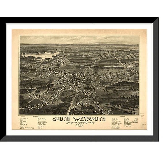 Historic Framed Print, MA South Weymouth 1885, 17-7/8" x 21-7/8"
