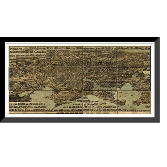 Historic Framed Print, MD Baltimore 1869 MAP, 17-7/8" x 21-7/8"