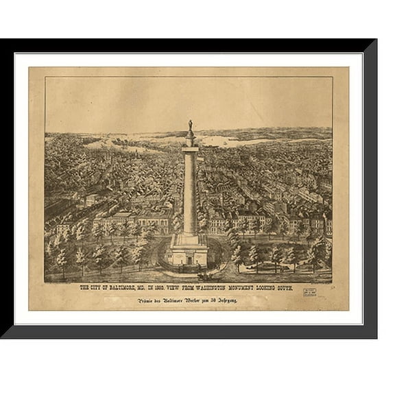 Historic Framed Print, MD Baltimore 1880 MAP, 17-7/8" x 21-7/8"