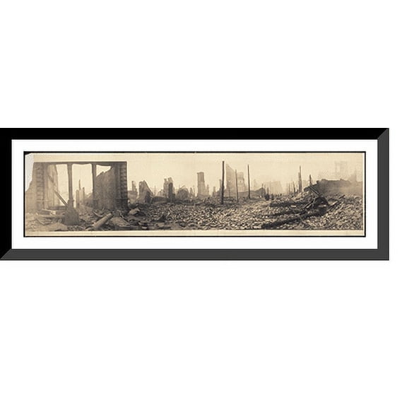 Historic Framed Print, MD Baltimore Street Fire 1904 PHOTO, 36-3/8" x 8-3/8"
