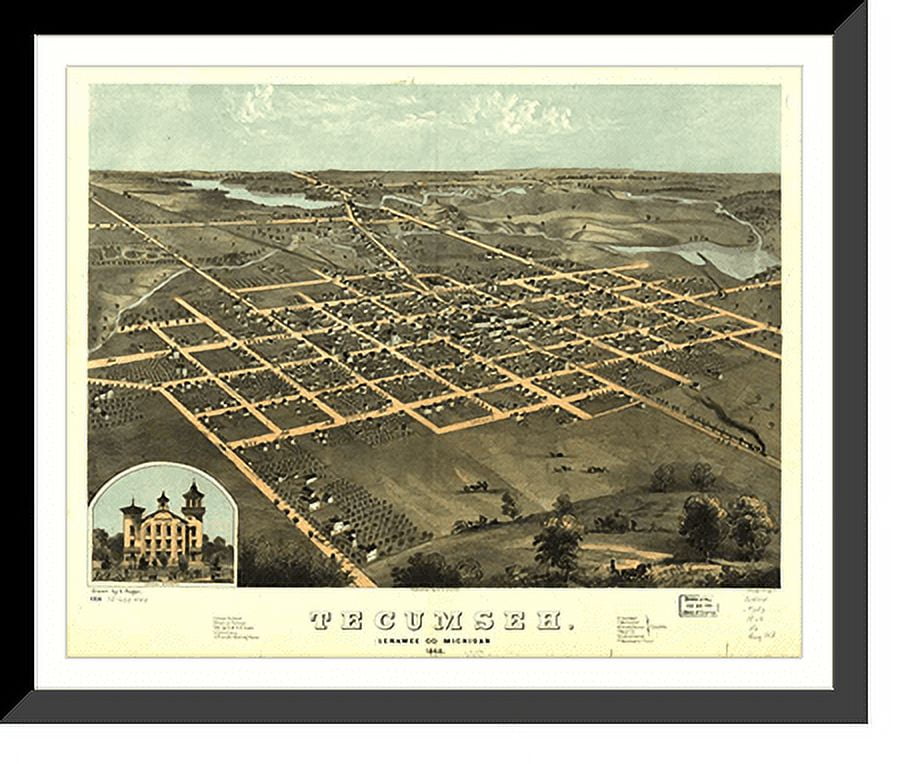Historic Framed Print, MI Tecumseh 1868 MAP, 17-7/8" x 21-7/8 ...