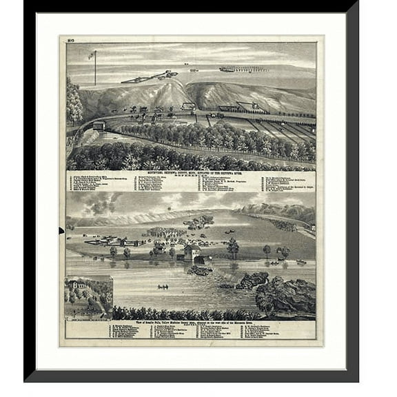 Historic Framed Print, MN Montevideo 1874 MAP, 17-7/8" x 21-7/8"