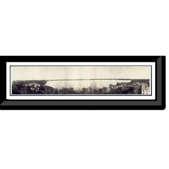 Historic Framed Print, MN Panorama Minneapolis 1910 PHOTO, 36-3/8" x 8-3/8"