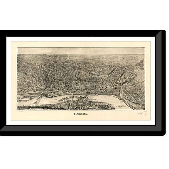 Historic Framed Print, MN St. Paul 1906 MAP, 17-7/8" x 21-7/8"