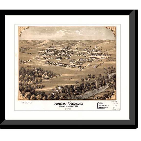 Historic Framed Print, MO Pacific 1869 MAP, 17-7/8" x 21-7/8"