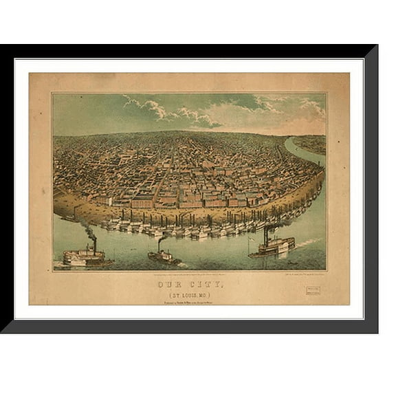 Historic Framed Print, MO St. Louis 1859 MAP, 17-7/8" x 21-7/8"