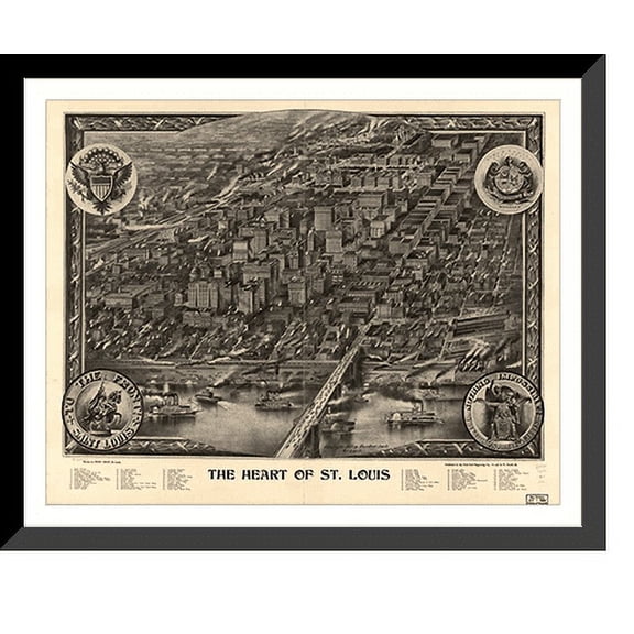 Historic Framed Print, MO St. Louis 1907 MAP, 17-7/8" x 21-7/8"