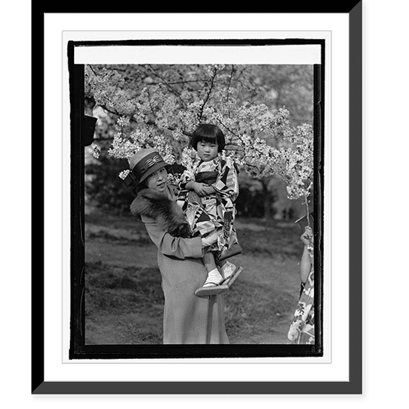 Historic Framed Print, Madam Tamura with daughter, Sumi, 3/26/25, 17-7/8" x 21-7/8"