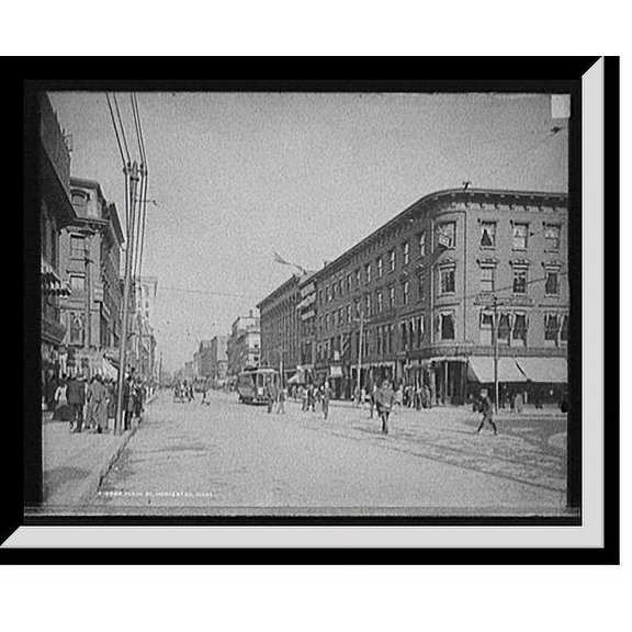 Historic Framed Print, Main St., Worcester, Mass., 17-7/8" x 21-7/8"