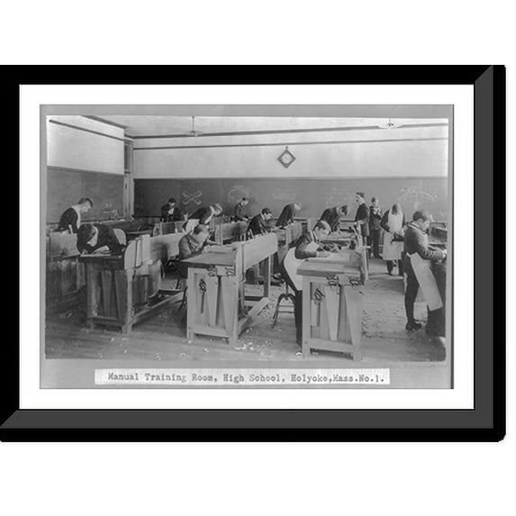 Historic Framed Print, Manual Training Room, High School, Holyoke, Mass., 17-7/8" x 21-7/8"