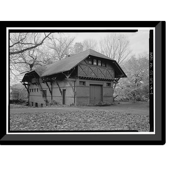 Historic Framed Print, Mark Twain House, Carriage House, 351 Farmington Avenue, Hartford, Hartford County, CT - 4, 17-7/8" x 21-7/8"