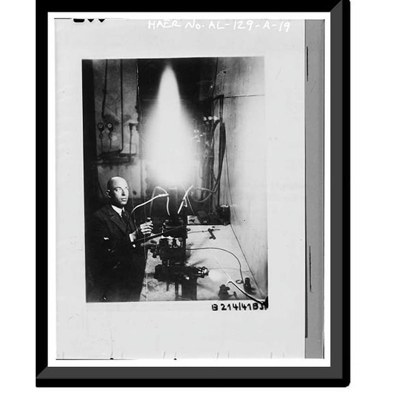 Historic Framed Print, Marshall Space Flight Center, Redstone Rocket (Missile) Test Stand, Dodd Road, Huntsville vicinity, Madison County, AL - 19, 17-7/8" x 21-7/8"