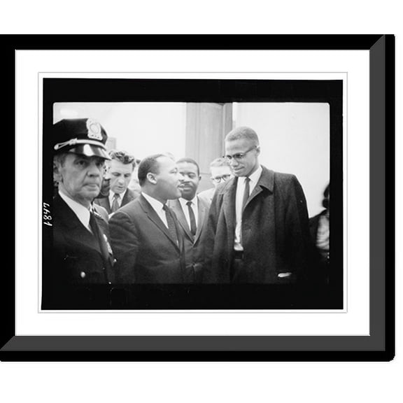 Historic Framed Print, [Martin Luther King and Malcolm X waiting for press conference], 17-7/8" x 21-7/8"