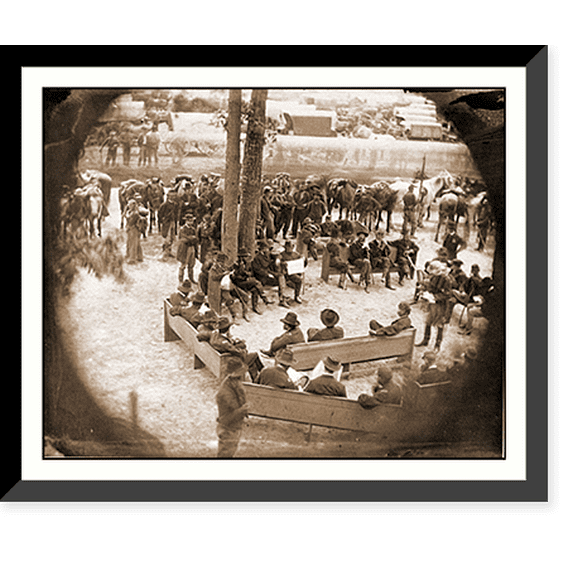Historic Framed Print, Massaponax Church Va. Council of War: Gen. Ulysses S. Grant Gen. George G. Meade As, 17-7/8" x 21-7/8"