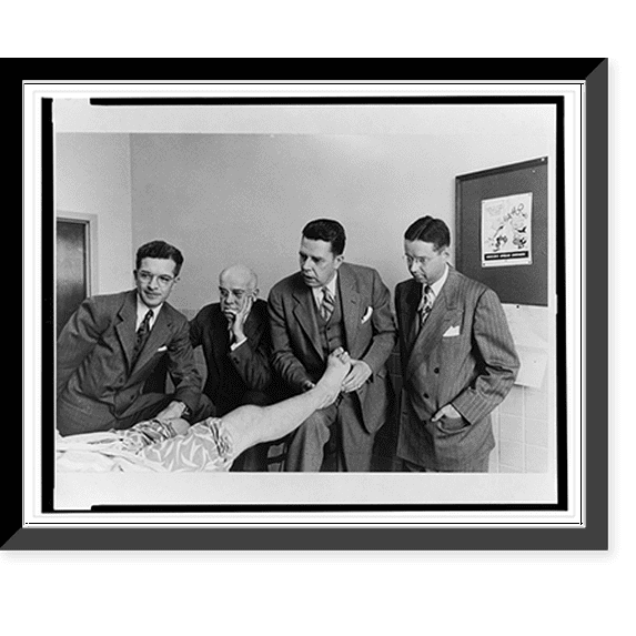 Historic Framed Print, Mayo Clinic group of (left to right) Drs. C.H. Slocumb, E.C. Kendall, P.S. Hench and H.F., 17-7/8" x 21-7/8"