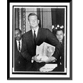 thumbnail image 1 of Historic Framed Print, Mayor Lindsay carries in his budget.World Telegram & Sun photo by O. Fernandez., 17-7/8" x 21-7/8", 1 of 9