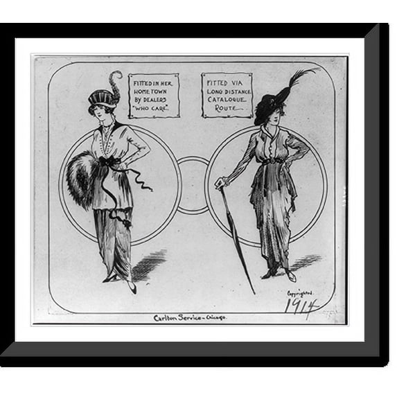 Historic Framed Print, McQuire's Anti-Mail-Order Cartoons, no. 18, 17-7/8" x 21-7/8"