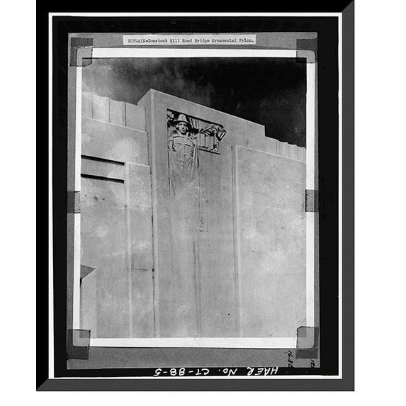 Historic Framed Print, Merritt Parkway, Comstock Hill Road Bridge, Spanning Merritt Parkway, Norwalk, Fairfield County, CT - 5, 17-7/8" x 21-7/8"