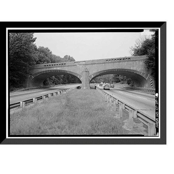 Historic Framed Print, Merritt Parkway, Frenchtown Road Bridge, Spanning Merritt Parkway, Trumbull, Fairfield County, CT, 17-7/8" x 21-7/8"