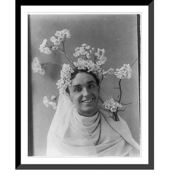 Historic Framed Print, Mills Thompson, head-and-shoulders portrait, facing right, with cherry blossoms in hair, 17-7/8" x 21-7/8"
