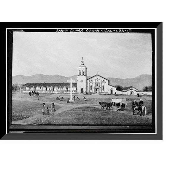 Historic Framed Print, Mission Santa Clara de Asis, Franklin & Grant Streets, Santa Clara, Santa Clara County, CA - 12, 17-7/8" x 21-7/8"
