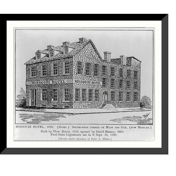 Historic Framed Print, Missouri Hotel, 1820"", 17-7/8" x 21-7/8"