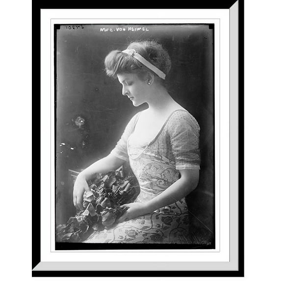 Historic Framed Print, Mme. Von Heymel seated holing flowers, 17-7/8" x 21-7/8"