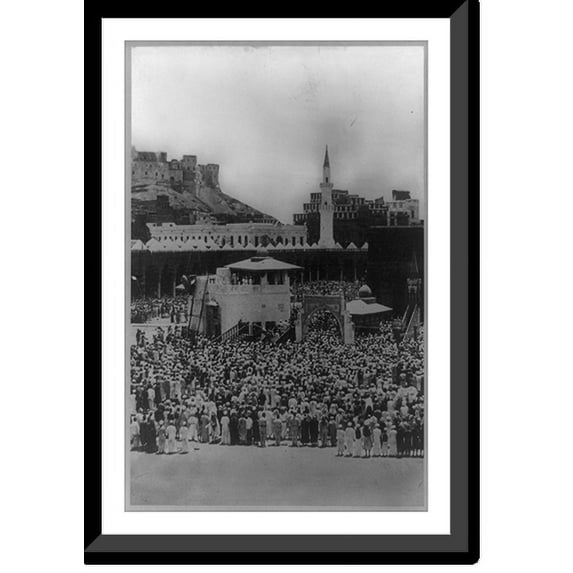 Historic Framed Print, Moslems worshipping the shrines sacred to Islam, Mecca, Arabia, 17-7/8" x 21-7/8"