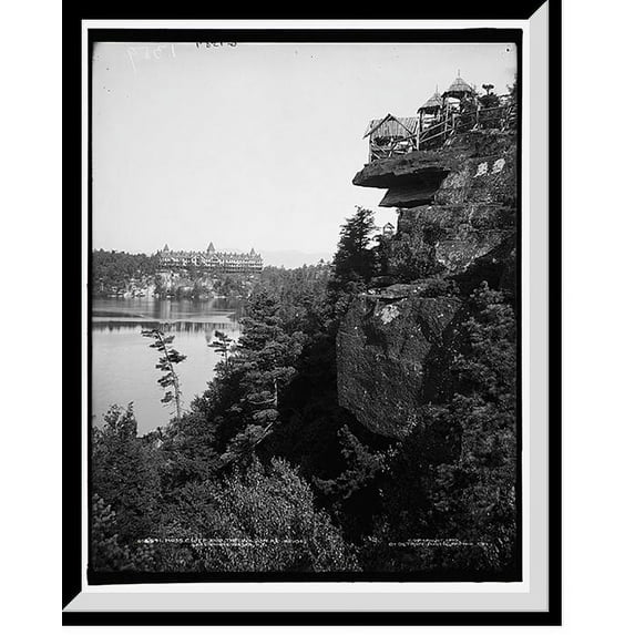 Historic Framed Print, Moss cliff and the Wildmere House, Lake Minnewaska, N.Y., 17-7/8" x 21-7/8"