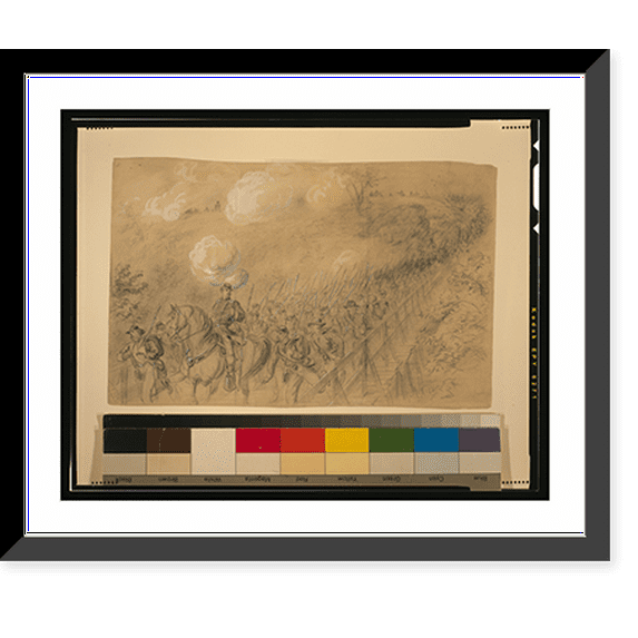 Historic Framed Print, N.Y. 14th Heavy Artillery crossing Chesterfield bridge on the North Anna under a heavy artillery fire, 17-7/8" x 21-7/8"