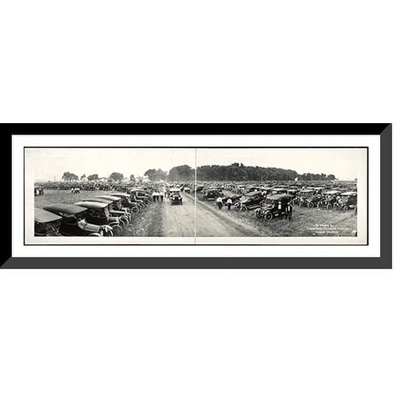 Historic Framed Print, NE Fremont Tractor Show 1916 PHOTO, 36-3/8" x 8-3/8"