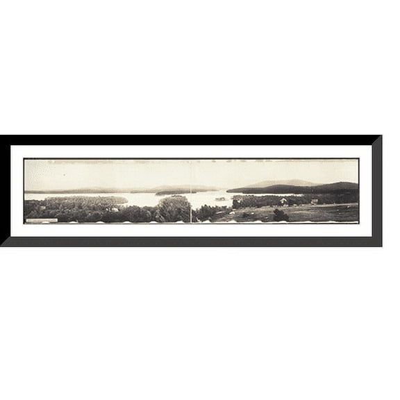 Historic Framed Print, NH Lake Sunapee from Burkehaven 1908 PHOTO, 36-3/8" x 8-3/8"