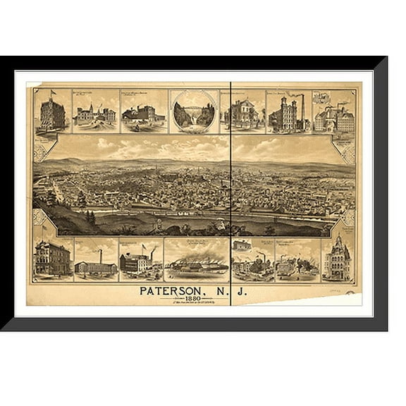 Historic Framed Print, NJ Patterson 1880 MAP, 17-7/8" x 21-7/8"
