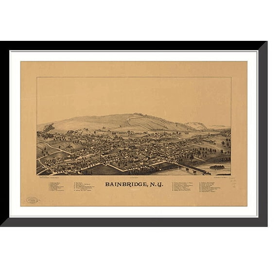 Historic Framed Print, NY Bainbridge 1889 MAP, 17-7/8" x 21-7/8"