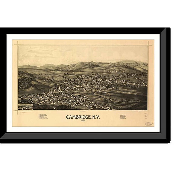 Historic Framed Print, NY Cambridge 1886 MAP, 17-7/8" x 21-7/8"