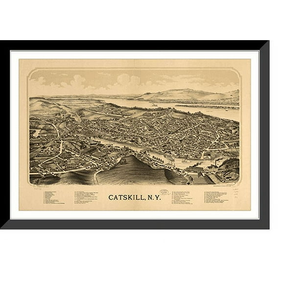Historic Framed Print, NY Catskill 1889 MAP, 17-7/8" x 21-7/8"