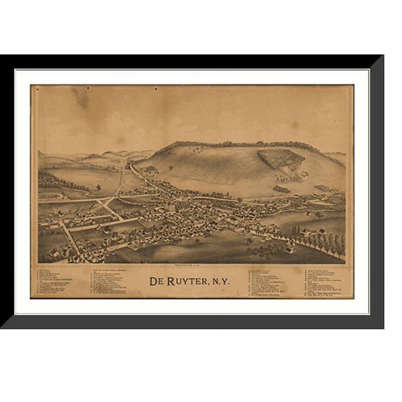 Historic Framed Print, NY Deruyter 1892 MAP, 17-7/8" x 21-7/8"