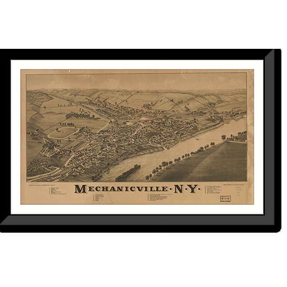 Historic Framed Print, NY Mechanicville 1880 MAP, 17-7/8" x 21-7/8"