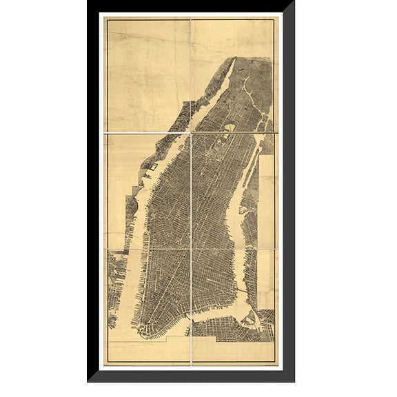 Historic Framed Print, NY New York City 1900 MAP, 17-7/8" x 21-7/8"