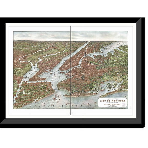 Historic Framed Print, NY New York City 1907 MAP, 17-7/8" x 21-7/8"