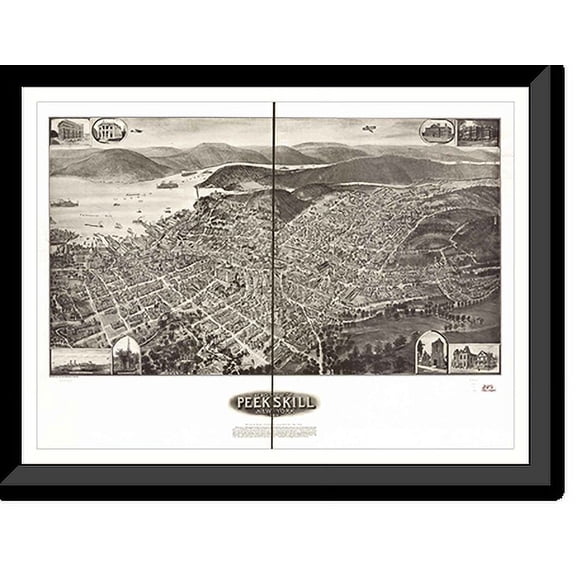 Historic Framed Print, NY Peekskill 1911 MAP, 17-7/8" x 21-7/8"