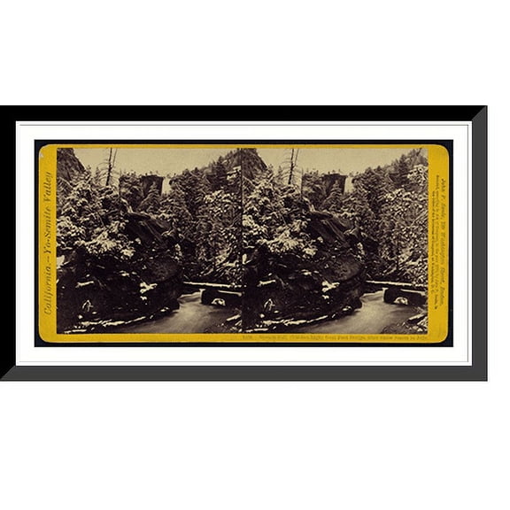 Historic Framed Print, Nevada Fall (700 feet high) and Cap of Liberty from the New Trail, 17-7/8" x 21-7/8"