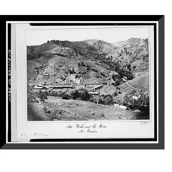 Historic Framed Print, New Almaden Quicksilver Mine, New Almaden Quicksilver Mine County Park, New Almaden, Santa Clara County, CA - 10, 17-7/8" x 21-7/8"